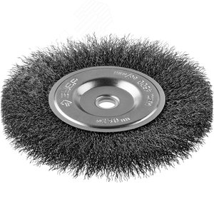 Щетка дисковая для точильно-шлифовального станка, витая стальная проволока 0,3мм, 150х12,7мм ''Профессионал''. - фото 2