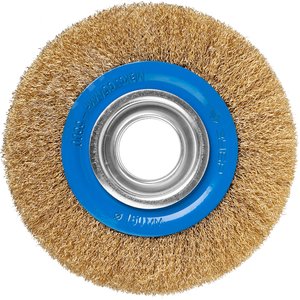 Щетка дисковая для точильно-шлифовального станка, витая стальная латунирован проволока 0,3мм, 150х32мм ''Профессионал''. - фото 2