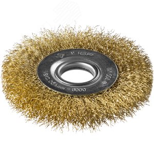 Щетка дисковая для УШМ, витая стальная латунированная проволока 0,3мм, 100х22мм ''Профессионал''. - фото 1