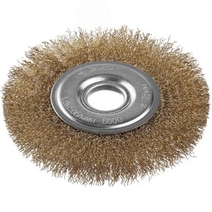 Изображение товара Щетка дисковая для УШМ, витая стальная латунированная проволока 0,3мм, 125х22мм ''Профессионал''. (шт)