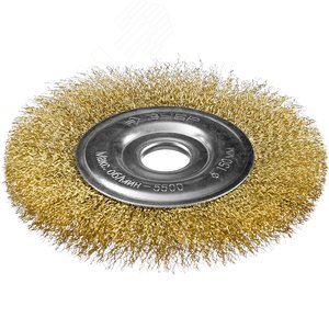 Щетка дисковая для УШМ, витая стальная латунированная проволока 0,3мм, 150х22мм ''Профессионал''. - фото 1