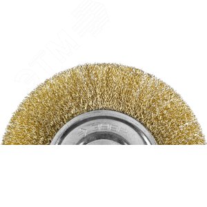 Щетка дисковая для УШМ, витая стальная латунированная проволока 0,3мм, 150х22мм ''Профессионал''. - фото 2