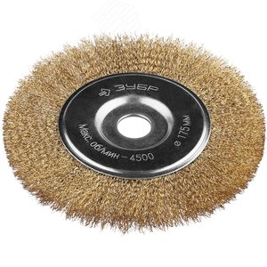 Щетка дисковая для УШМ, витая стальная латунированная проволока 0,3мм, 175х22мм ''Профессионал''. - фото 2