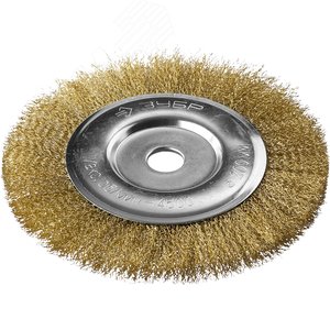 Щетка дисковая для УШМ, витая стальная латунированная проволока 0,3мм, 200х22мм ''Профессионал''. - фото 1