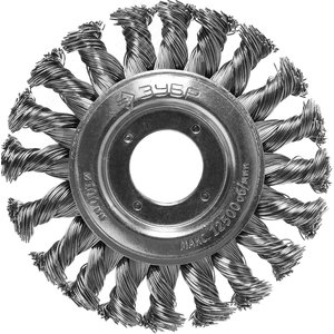 Щетка дисковая для УШМ, плетеные пучки стальной проволоки 0,5мм, 100х22мм ''Профессионал''. - фото 1