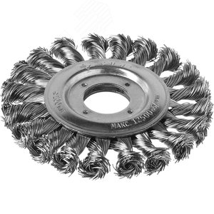 Щетка дисковая для УШМ, плетеные пучки стальной проволоки 0,5мм, 100х22мм ''Профессионал''. - фото 2