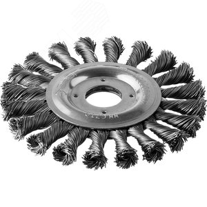 Щетка дисковая для УШМ, плетеные пучки стальной проволоки 0,5мм, 125х22мм ''Профессионал''. - фото 1