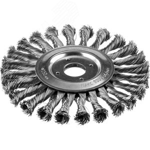 Щетка дисковая для УШМ, плетеные пучки стальной проволоки 0,5мм, 150х22мм ''Профессионал''. - фото 1