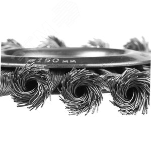 Щетка дисковая для УШМ, плетеные пучки стальной проволоки 0,5мм, 150х22мм ''Профессионал''. - фото 2