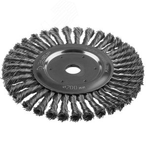 Щетка дисковая для УШМ, плетеные пучки стальной проволоки 0,5мм, 200х22мм ''Профессионал''. - фото 1