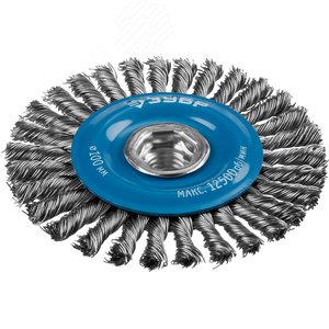 Щетка дисковая для УШМ, плетеные пучки стальной проволоки 0,5мм, 100ммхМ14 ''Профессионал''. - фото 2