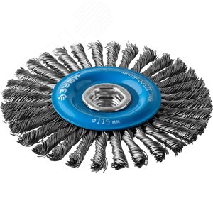 Щетка дисковая для УШМ, плетеные пучки стальной проволоки 0,5мм, 115ммхМ14 ''Профессионал''. - фото 2