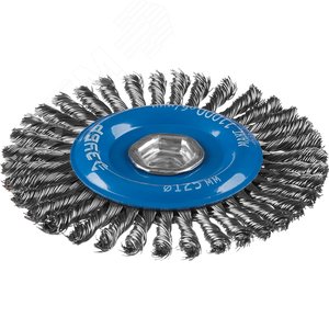 Щетка дисковая для УШМ, плетеные пучки стальной проволоки 0,5мм, 125ммхМ14 ''Профессионал''. - фото 2