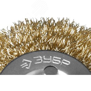 Щетка дисковая для дрели, витая латунированная стальная проволока 0,3мм, 75мм ''Профессионал''. - фото 2