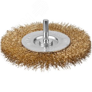 Щетка дисковая для дрели, витая латунированная стальная проволока 0,3мм, 100мм ''Профессионал''. - фото 1