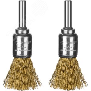 Изображение товара Щетки кистевые для дрели, витая стальная лат унированная проволока 0,3мм, 17мм, 2шт ''Профессионал''. (упак)