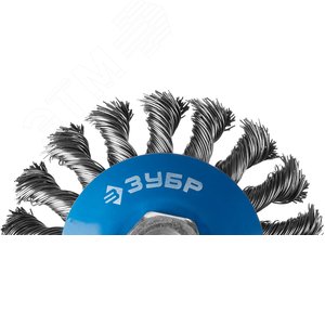 Щетка коническая для УШМ, плетеные пучки стальной проволоки 0,5мм, 115ммхМ14 ''Профессионал''. - фото 2