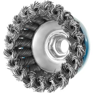 Щетка чашечная для УШМ, плетеные пучки стальной проволоки 0,5мм, 65ммхМ14 ''Профессионал''. - фото 2