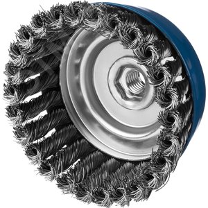 Щетка чашечная для УШМ, плетеные пучки стальной проволоки 0,5мм, 120ммхМ14 ''Профессионал''. - фото 2