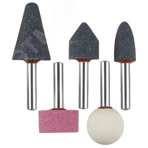 Изображение товара Набор ''Мастер'': Абразивные минишарошки-насадки для дрели, хвостовик d 6мм, 5 предм. (набор)