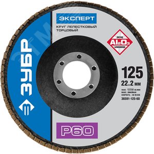 Круг лепестковый торцевой , 125мм, тип КЛТ 1, P60 Профессионал - фото 1
