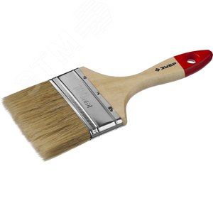Изображение товара Кисть плоская ''УНИВЕРСАЛ-МАСТЕР'', натуральная щетина, деревянная ручка, 100мм (шт)