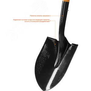 Лопата ''Профи-10'' штыковая для земляных работ, деревянный черенок, с рукояткой, Профессионал - фото 2