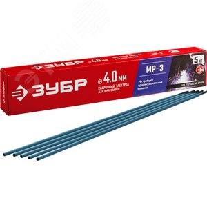 Изображение товара Электроды МР-3 рутиловый, d 4.0x450 мм, 5 кг в коробке. (упак)