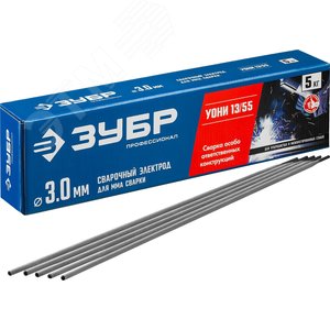 Изображение товара Электроды УОНИ 13/55 с основным покрытием, d 3.0x350 мм, 5 кг в коробке, Профессионал. (уп)