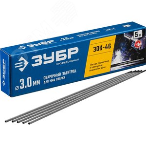 Изображение товара Электроды ЗОК-46 рутил-целлюлозный, d 3.0x350 мм, 5 кг в коробке, Профессионал. (упак)