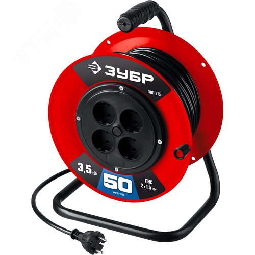 Изображение товара Удлинитель силовой на катушке ПВС-215, ПВС, 2 х 1.5 мм2, 50 м, 3500 Вт (шт)