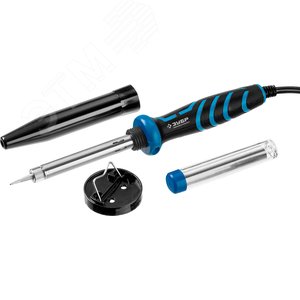 Электропаяльник 40Вт, в наборе припой + подставка, 2-комп. рукоятка, конус, керамический нагреватель - фото 1