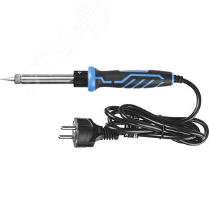 Электропаяльник 60Вт, в наборе припой + подставка, 2-комп. рукоятка, конус, керамический нагреватель - фото 2