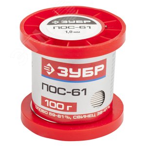 Изображение товара Припой , ПОС 61, проволока, 100г, 1мм (шт)
