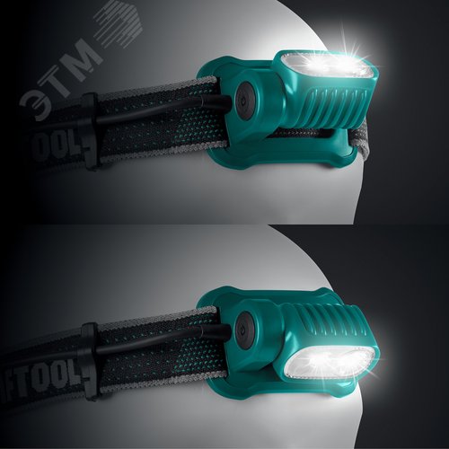 Фонарь налобный аккумуляторный, KH-10, Hybrid power, 500 лм, 5 режимов, 1000мАч, 3ААА - фото 2