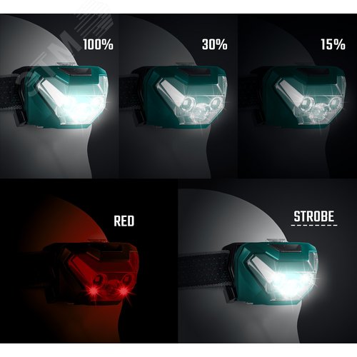 Фонарь налобный аккумуляторный, KH-3, 550 лм, 5 режимов, 3ААА - фото 3