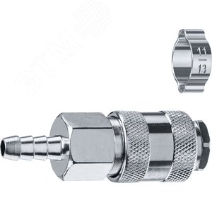 Переходник штуцер ''елочка'' 8 мм - рапид муфта, с хомутом Профессионал - фото 1