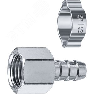 Изображение товара Переходник штуцер ''елочка'' 10 мм - 3/8''F, с обжимным хомутом Профессионал (шт)