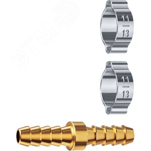 Изображение товара Штуцер соединительный ''елочка''-''елочка'' 8 мм с обжимными хомутами Профессионал (шт)