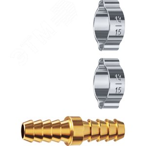 Изображение товара Штуцер соединительный ''елочка''-''елочка'' 10 мм с обжимными хомутами Профессионал (шт)