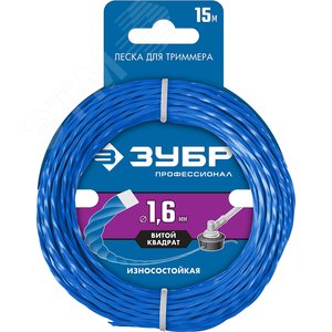 Изображение товара Леска для триммера ВИТОЙ КВАДРАТ 1.6 мм 15 м Профессионал (шт)