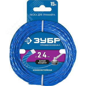 Изображение товара Леска для триммера ВИТОЙ КВАДРАТ 2.4 мм 15 м Профессионал (шт)