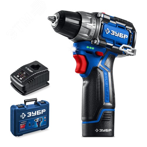 Дрель-шуруповерт КОМПАКТ 2, 12 В, 45 Н·м, 1 АКБ тип Т7 2 А·ч, BRUSHLESS, кейс - фото 1