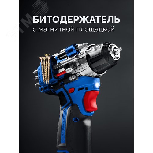 Дрель-шуруповерт КОМПАКТ 2, 12 В, 45 Н·м, 1 АКБ тип Т7 2 А·ч, BRUSHLESS, кейс - фото 4