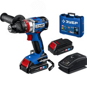 Дрель-шуруповерт ударная 20В бесщеточная, 2 АКБ (2Ач), в кейсе, Профессионал - фото 1