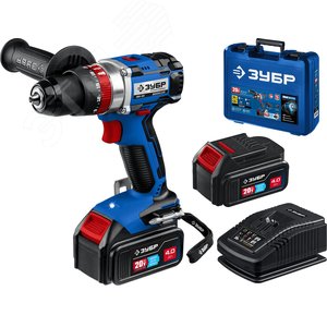 Изображение товара Дрель-шуруповерт ударная 20В бесщеточная, 2 АКБ (4Ач), в кейсе, Профессионал (шт)