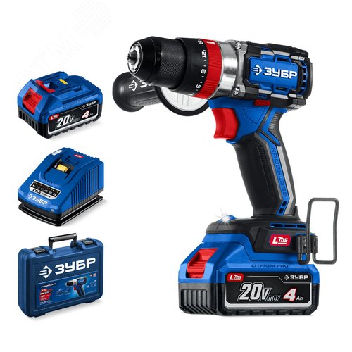 Дрель-шуруповерт бесщеточная, ударная 20 В, 70 Н·м, 2 АКБ LMS 4 А·ч, кейс, ПРОФЕССИОНАЛ - фото 1