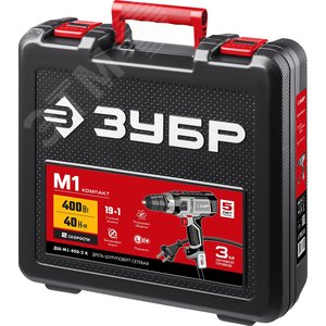 Дрель-шуруповерт сетевая, 400 Вт, 0-450/0-1800 об/мин, в кейсе - фото 2