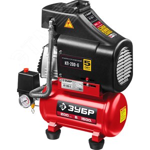 Компрессор воздушный безмасляный, 200 л/мин, 6 л, 1500 Вт - фото 1