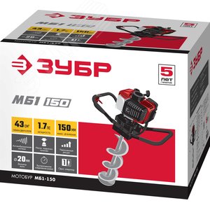 Мотобур (бензобур), d=60-150 мм, 43 см3 - фото 2